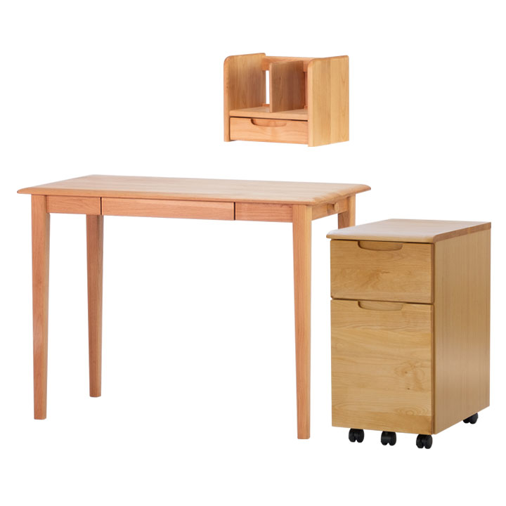 Eris Kids エリスキッズ 3点セット Na デスク100 ブックスタンド35 ワゴン34 学習机 学習デスク デスク 本棚 シェルフ サイドワゴン 木製 子供机 子ども机 リビングデスク 勉強机 勉強デスク 子供部屋 大型 勉強机 勉強デスク 収納 書斎 ナチュラル アルダー 男の子