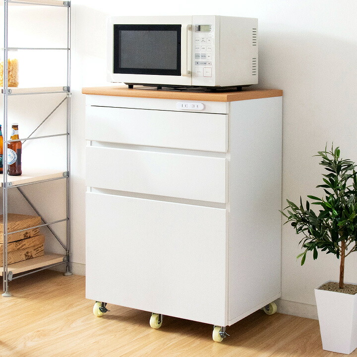 【ポイント10倍!今晩20時開始】キッチンチェスト Semplice(センプリチェ) KC-206 幅60cm キッチンカウンター キッチンラック キャスター付き 引き出し 台所 レンジ台 ロータイプ おしゃれ 木製 キャビネット ストック収納 収納家具｜家具のわくわくランド 店