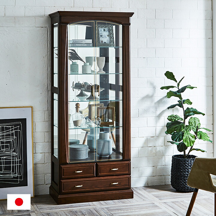 【7%OFFクーポン配布中】【搬入・組立設置付き/完成品】コレクションケース コレクションラック コレクションボード 幅80cm LEDライト 日本製 ハイタイプ 大型 ディスプレイラック ガラスケース お酒 スニーカー おもちゃ おしゃれ Burbon(バーボン)