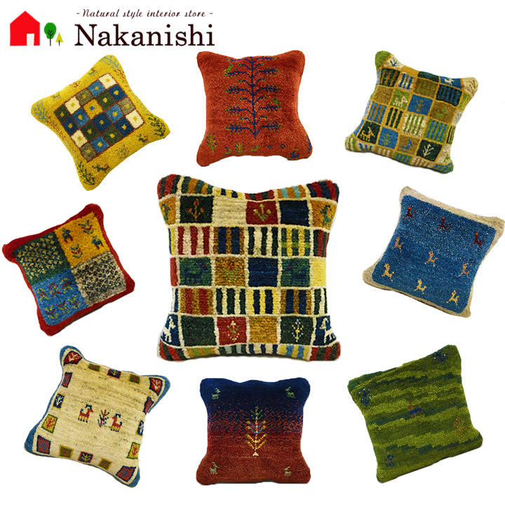 ギャッベクッションカバー　クッション付き　イラン　シラーズ手織り　草木染 楽天市場】ギャッベクッションカバー40cmサイズ/イラン製手織り