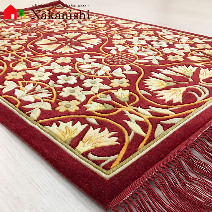 新品・未使用品☘️　中国手織りシルク　段通　120段　46cm×76cm ベター 中国シルク段通 120段 手織り玄関マット 高級ハンドメイド