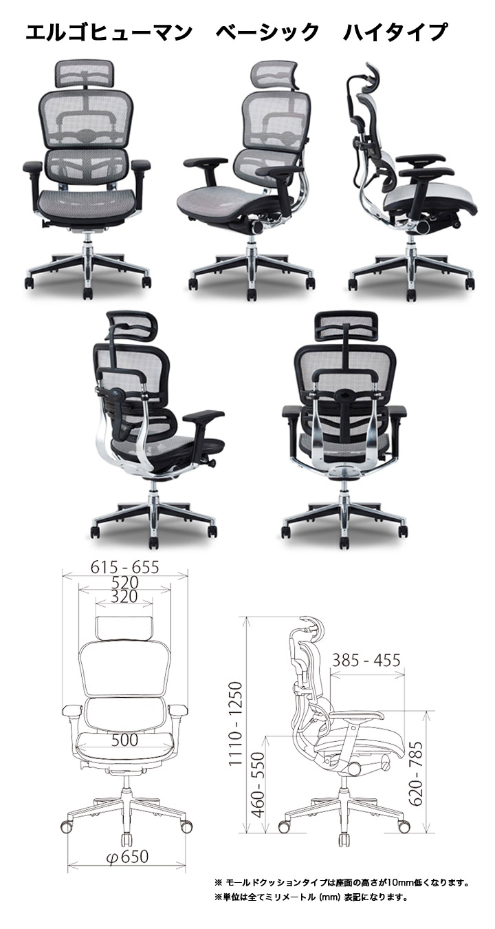 について Ergohuman エルゴヒューマン Basic HIGH Type EH-HBM 背 KM13