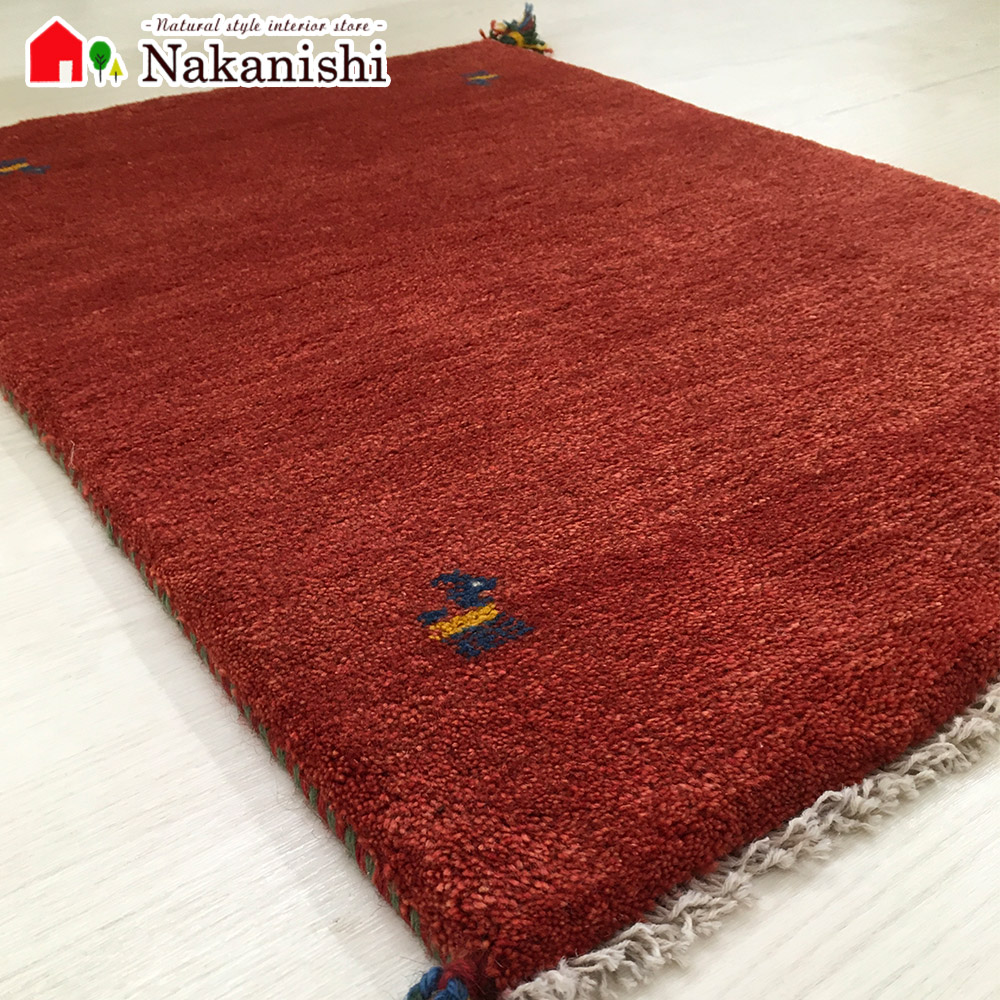【ギャッベ 玄関マット 約59.5&times;87cm】GABBEH・ギャッペ(ギャべ)・イラン製・玄関マット・カーペット・ラグ・絨毯(じゅうたん)・レッド｜カーペット　ギャッベ　家具の中西