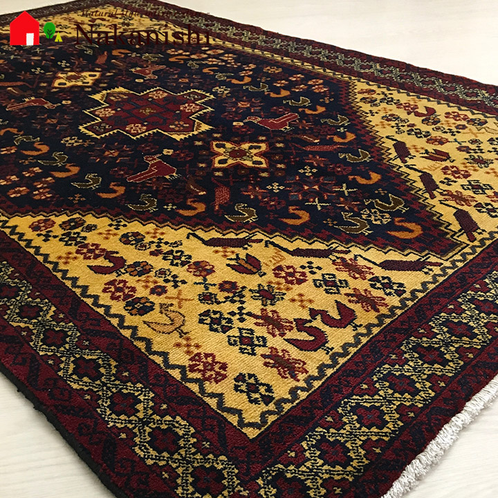 【手織りラグ 約107&times;183cm NT12150】バルーチ・GABBEH・ギャッペ(ギャべ)・イラン製・カーペット・ラグ・絨毯(じゅうたん)・ブラック系｜カーペット　ギャッベ　家具の中西 107,500円