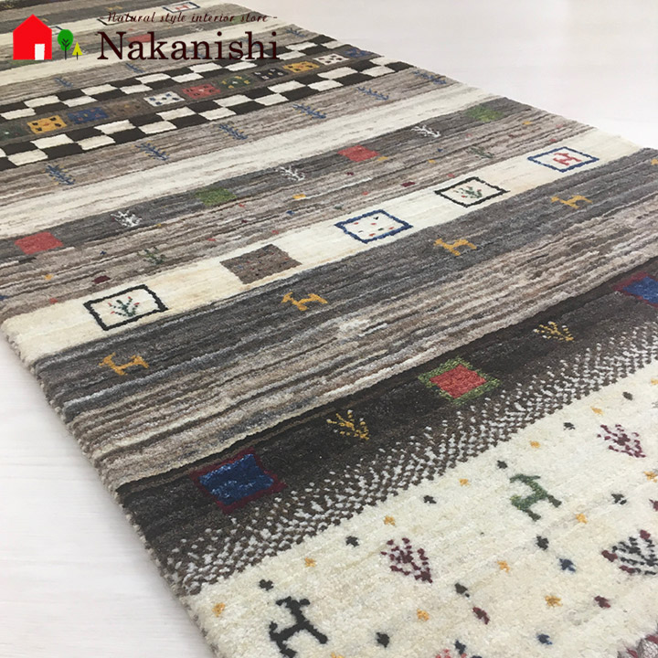 【ギャッベ ランナー 約76×213cm 280056】GABBEH ギャッベ(ギャベ)・イラン製・ロング・ランナー・キッチンマット・絨毯(じゅうたん)・カーペット・ラグ・ブラウン系|カーペット ギャッベ 家具の中西