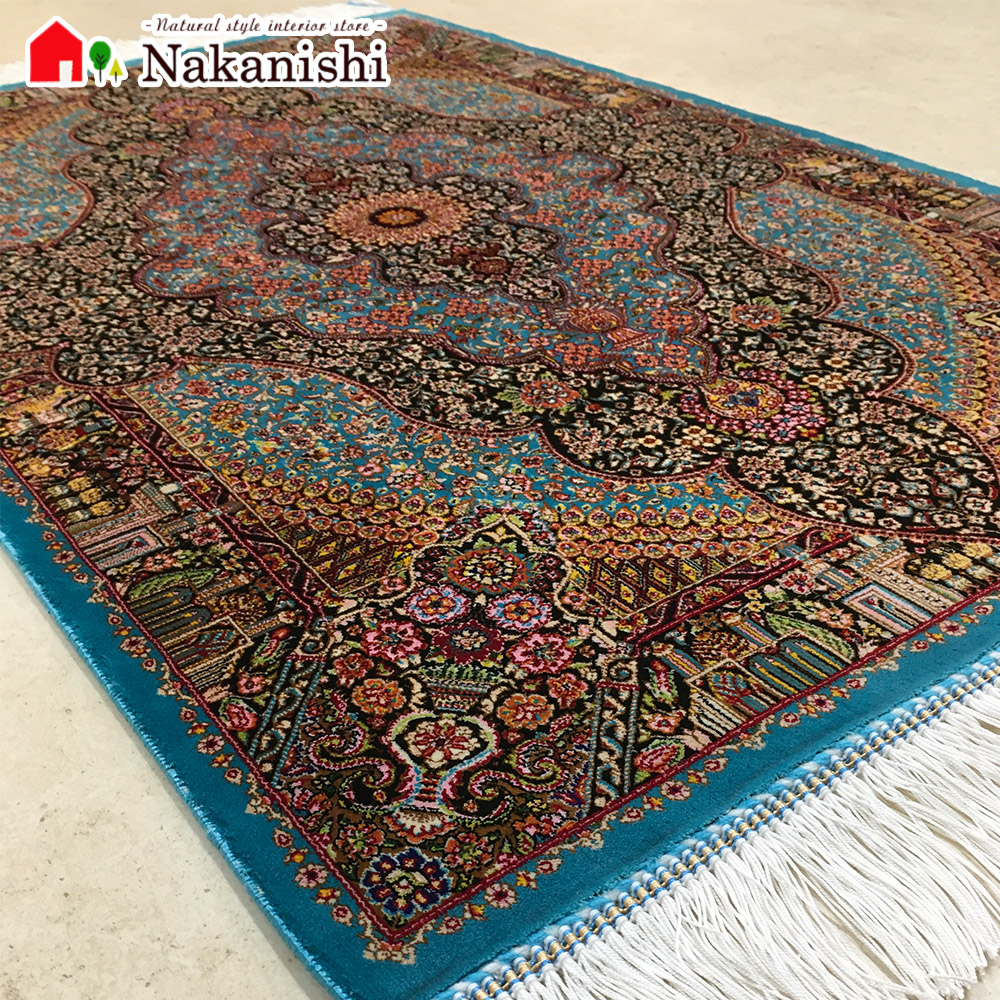 【玄関マット　298979-6642　90×58cm】イラン製　レーヨン(モダール)　ハンドメイド