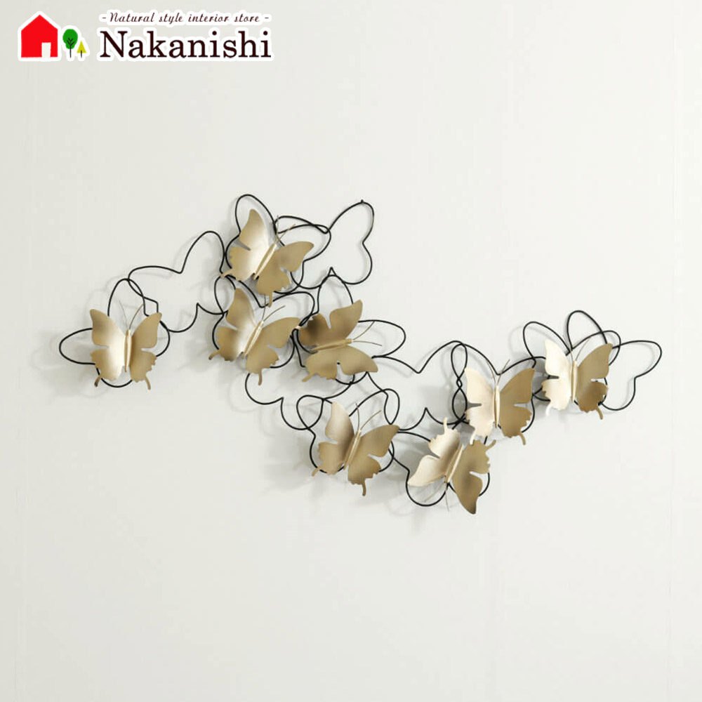 【モダンテイスト ウォール芸術壁飾りつけ 蝶 ゴールド 2401TSF002】【かわ畑】