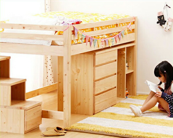 子供部屋にぴったり お部屋を有効活用出来る万能システム ロフトベッド 階段タイプ 4点セット 送料無料 国産 眠る 学ぶ 収納 をひとつにできる家具職人が作る国産ひのきのベッド Diasaonline Com
