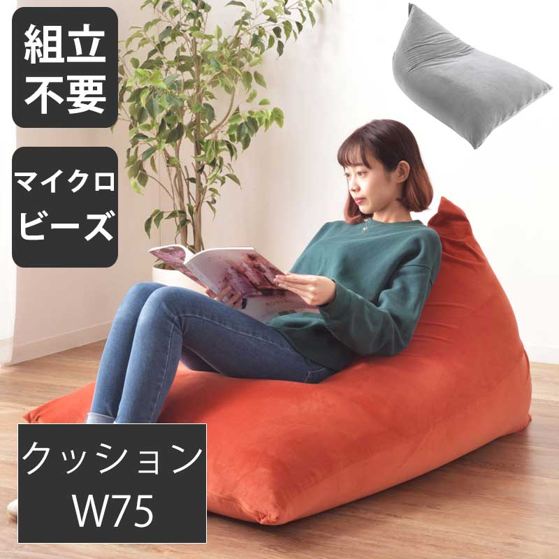 ビーズクッション クッション フィット グレー マイクロビーズ 座椅子 ソファ 幅75cm 奥行110cm 高さ50cm グレー オレンジ 完成品 くつろぎ 楽 おおきい ポリエステル ポリウレタン 1人暮らし リビング かわいい カラフル 【送料無|かぐわん