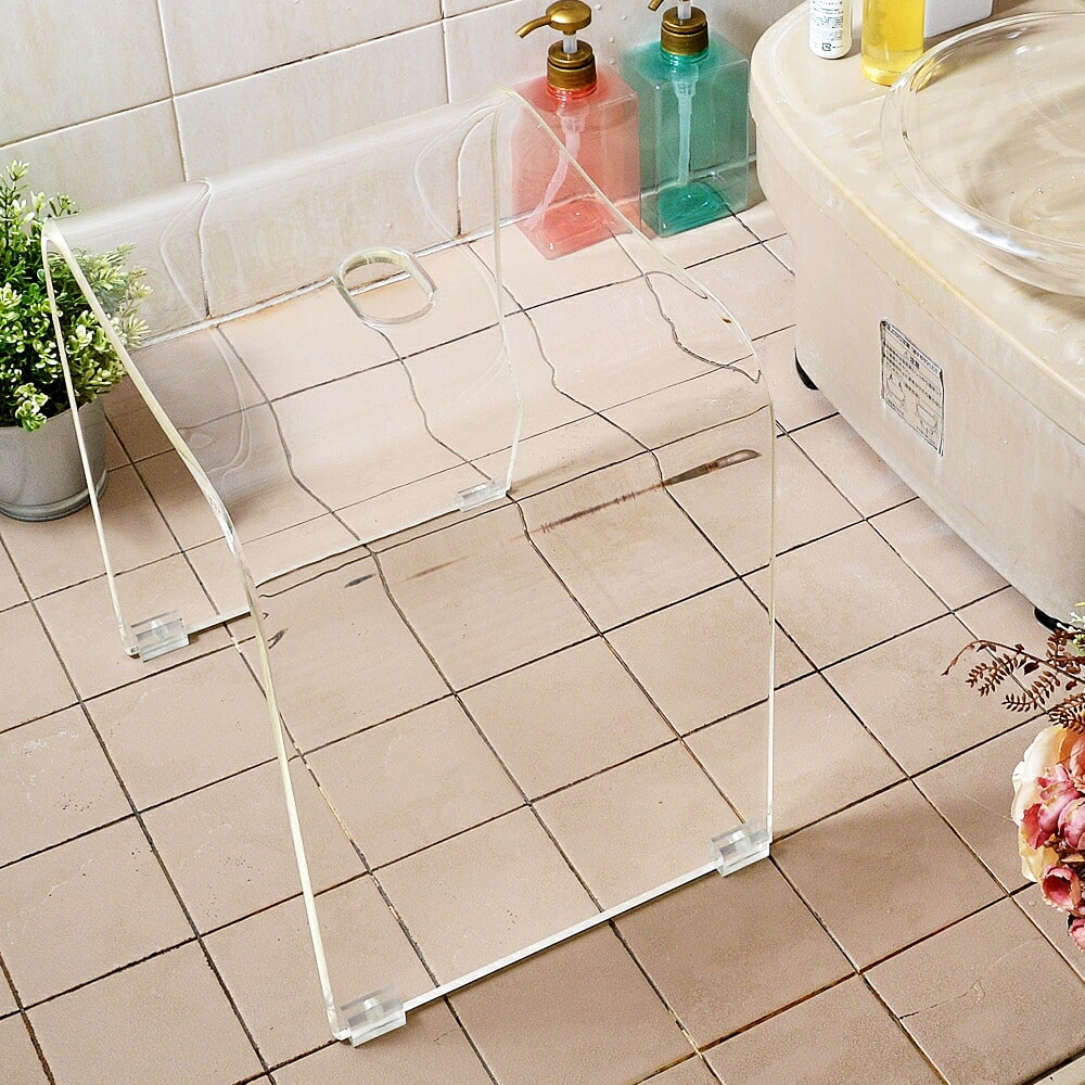 送料無料 おしゃれ アクリル 椅子 バスチェア 透明 風呂 お風呂の椅子 お風呂 高い アクリル製のオシャレな風呂椅子 大きめサイズで座ったり立ったりが楽々 大きめ 35cm Lサイズ 高め 椅子 イス バスチェアー アクリルバスチェアー バススツール 風呂いす 風呂イス