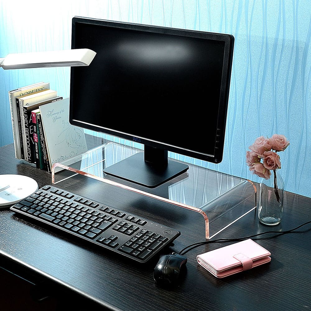 楽天市場 モニター台 モニターラック アクリル おしゃれ 幅 モニタースタンド 机上台 Pcモニター台 机上ラック キーボード収納 組立不要 パソコンラック 液晶モニタースタンド 液晶モニター台 透明 クリア シンプル おしゃれ 卓上 棚 オフィス デスク ギフト 実用的