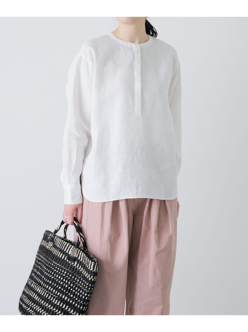 リネンヘンリーワイドシャツ かぐれ カグレ トップス シャツ・ブラウス ネイビー ホワイト【送料無料】[ Fashion]