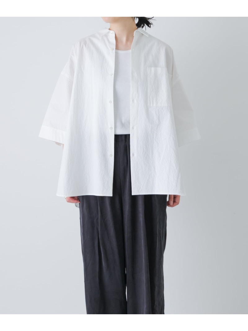 ワイドハーフスリーブシャツ かぐれ カグレ トップス シャツ・ブラウス ネイビー ホワイト【送料無料】[ Fashion]