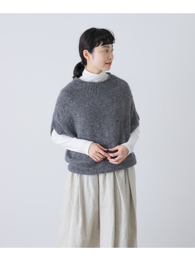 アルパカルーズベスト かぐれ カグレ トップス ニット グレー ホワイト【送料無料】[ Fashion] 13,277円