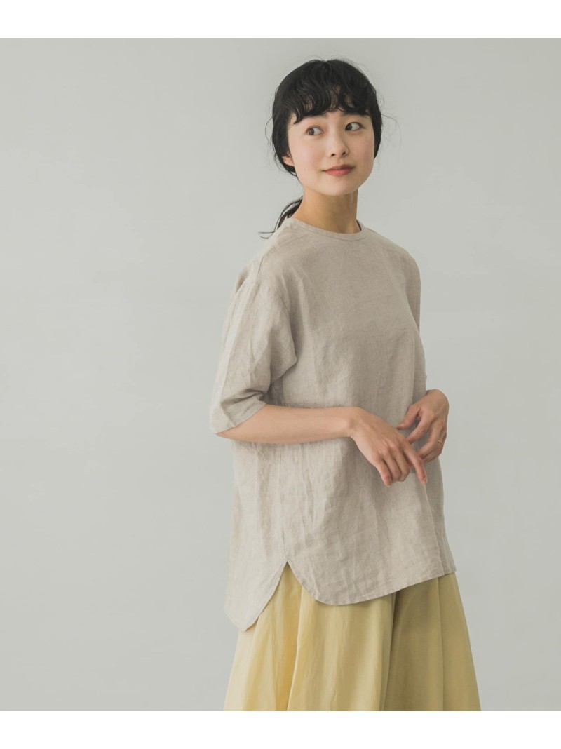 リネンクルーネック半袖プルオーバー かぐれ カグレ シャツ ブラウス シャツ ブラウスその他 ホワイト 送料無料 Rakuten Fashion Andapt Com