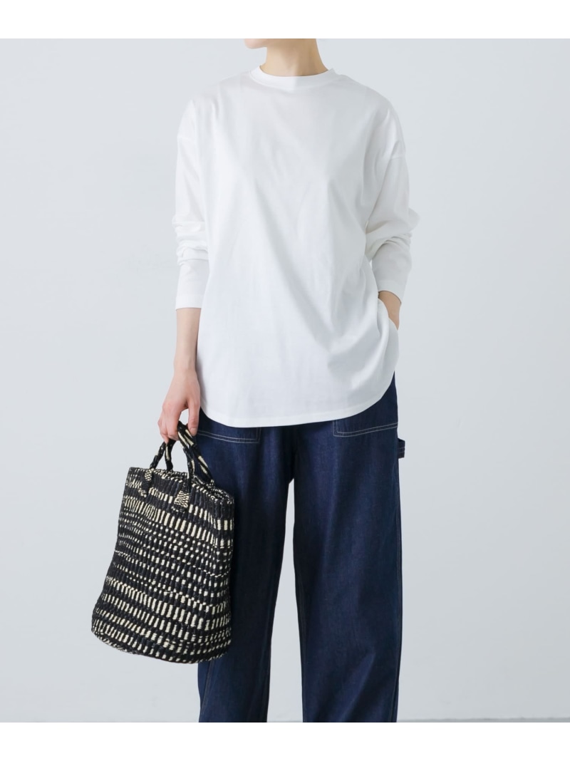 ■かぐれ 　リネンプルオーバーワンピース　Fボートネックネイビー無地ロングスリーブ麻長袖レディース0719【13G91】 リネン プルオーバー（シャツ・ブラウス｜トップス