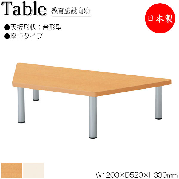 【法人送料無料】 【日本製/業務用】 作業テーブル 作業机 ワークデスク 幅120cm 奥行52cm 高さ33cm 座卓タイプ 台形 メラミン化粧板 木目 茶 アイボリー NS-2193