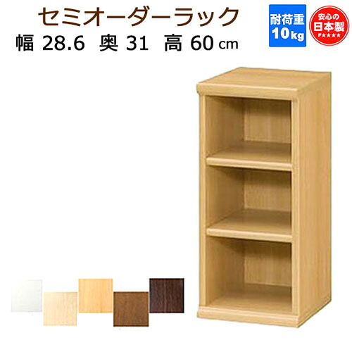（お買い物マラソン ）収納棚 カラーボックス サイズ オーダー 幅28.6 奥行31 高さ60cm セミ オーダーラック 薄型 3段 日本製 本棚 ラック 書棚 約 奥行30cm 隙間収納 扉 白 ホワイト黒 大容量 すきま収納 隙間 本棚薄型 コミック 棚 収納 ARNC6030 新生活
