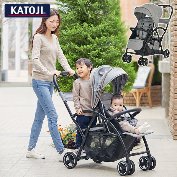軽量 コンパクト 年齢違い 2人乗り ベビーカー ツーシーター 2 Seater 前席 6か月から36か月まで 後席 12か月から72か月まで グレー 正規品 ベビー 赤ちゃん ベビーカー バギー ベビーカー ベビーバギー カトージ Katoji 送料無料 Fmcholollan Org Mx
