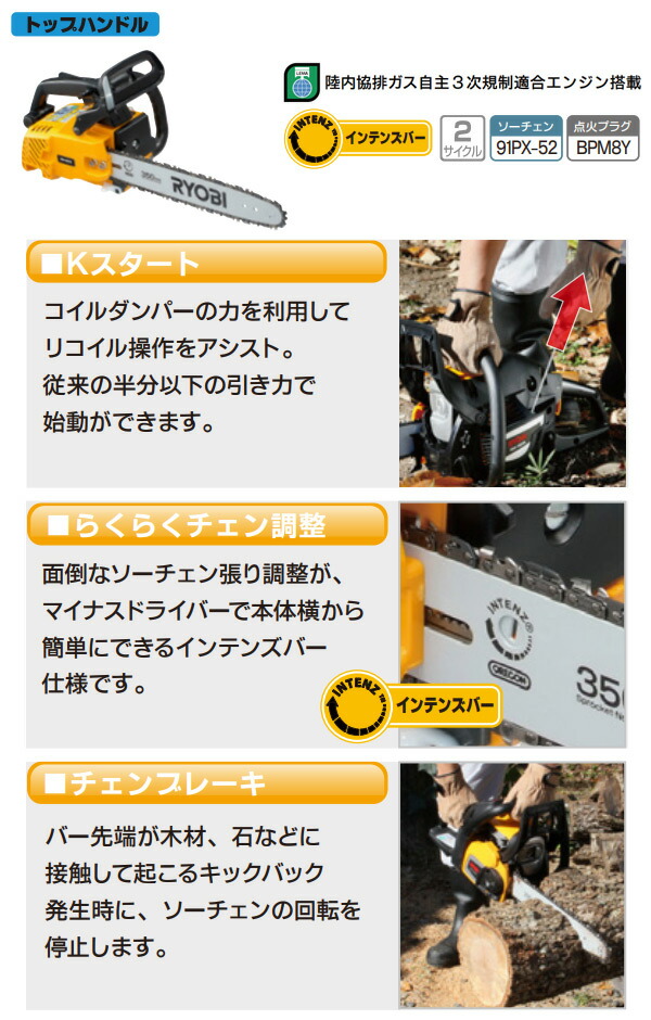 リョービ Ryobi エンジンチェンソー 切断長さ350mm Es 3035 チェーンソー エンジン チェンソー エンジンチェンソー 粗大ごみ 粗大ゴミ 送料無料 Onpointchiro Com