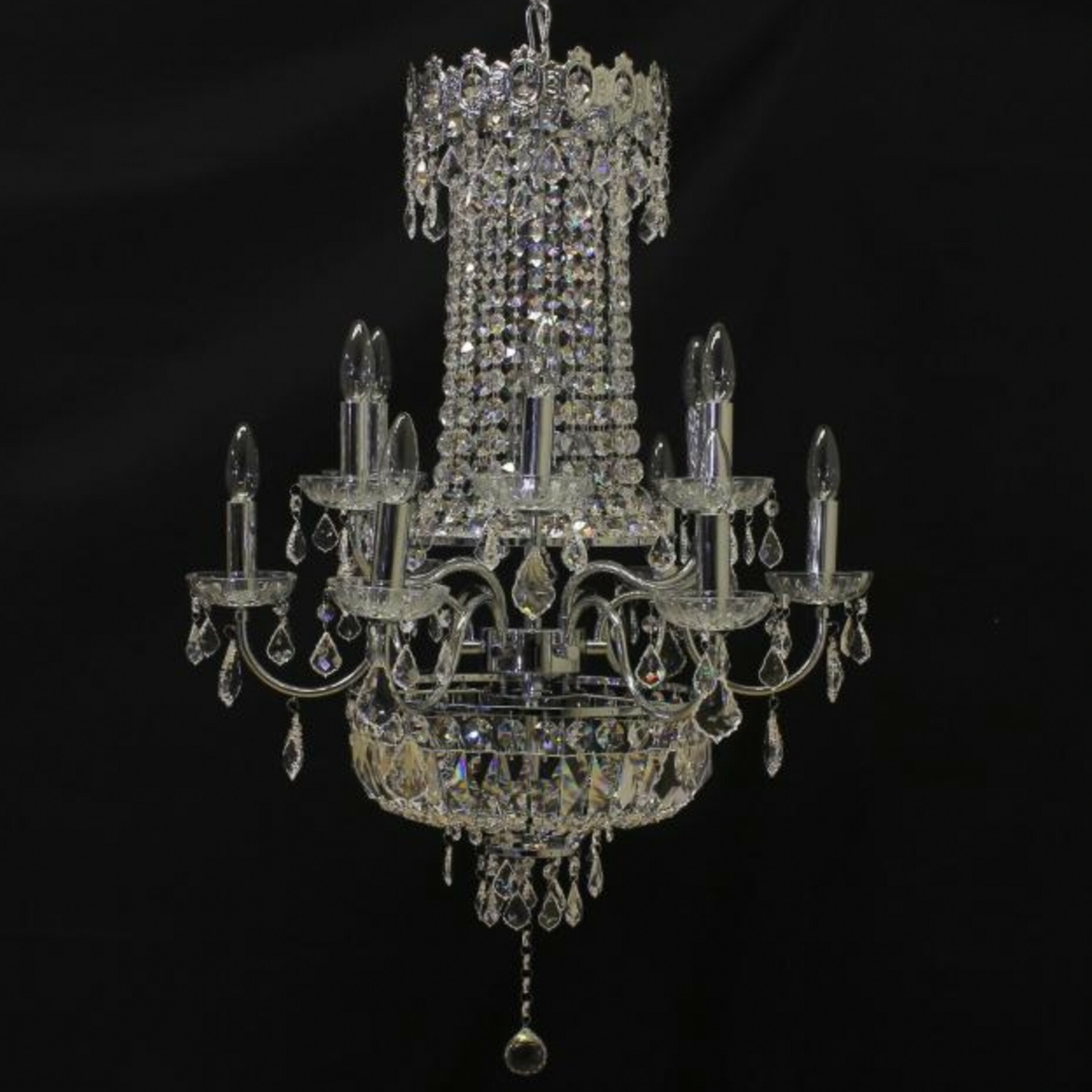 楽天市場】クリスタルシャンデリア 8灯 シルバー 天井照明 インテリア