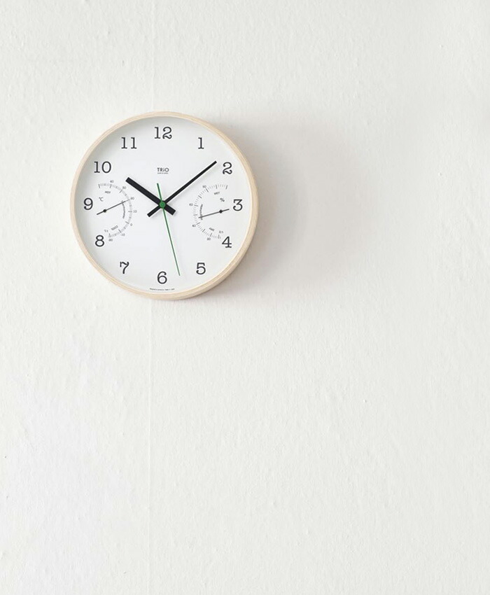 レビュー投稿で選べる特典 レムノス ラッピング 送料無料 Trio 日本製の上質なデザイナーズ時計 掛け時計 Lemnos おしゃれ 温 湿度計 レビュー投稿でアイススプーン 今治タオル 浴室用ブラシから選べる特典 トゥリオ 温湿度計 温度 湿度 掛け時計 時計
