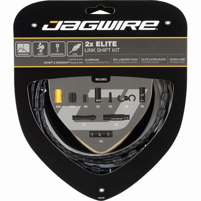 国内置き目品 ジャグワイヤー JAGWIRE エリート 繋がり うつり変わり 一揃いの道具 黒いこと Elite Link Shift Kit うつり変わり有線テレビ うつり変わり鉄条 シフター用 アウター/肌付き仕掛ける 前後仕掛ける CBS03600 お取り寄せ ○△2◆