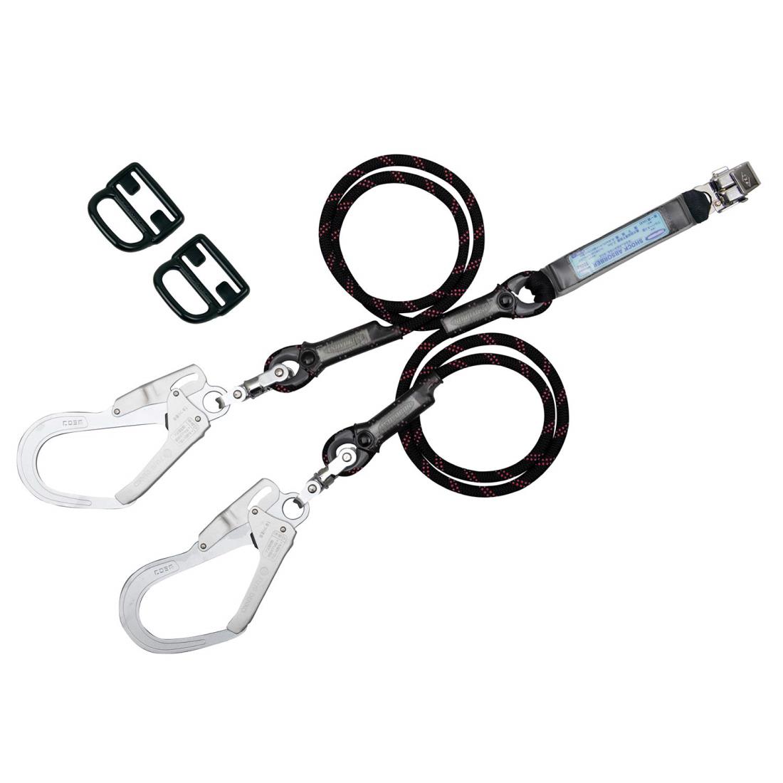 [藤井電工] 新規格 フルハーネス用ランヤード Gブレード ロープ式 ツインランヤード THL-2-GB93SV-33-BK-2R23 2丁掛けランヤード 日本製 高所作業 墜落制止用器具 フルハーネス 安全帯 ツヨロン TSUYORON