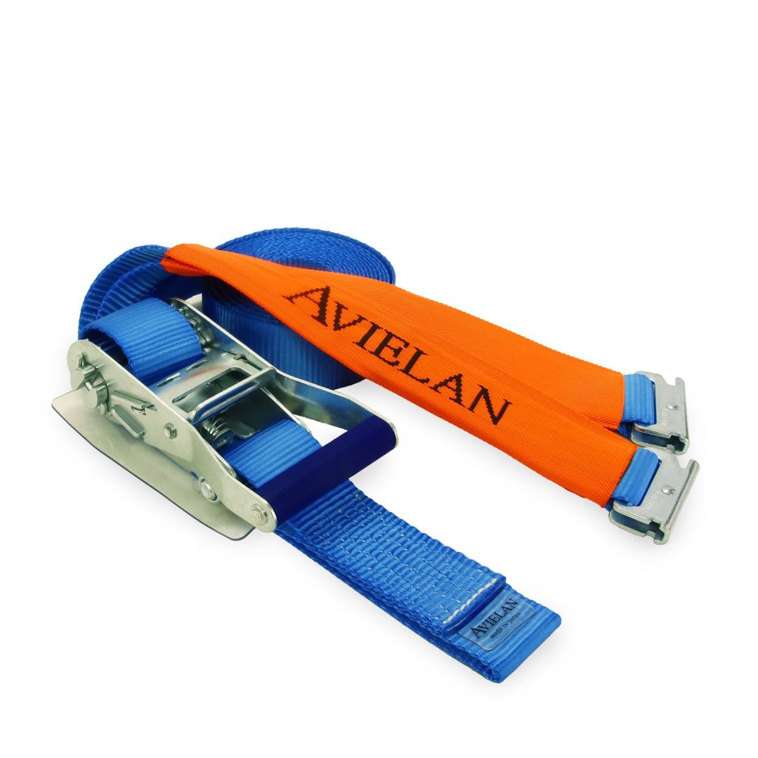 アヴィエラン(AVIELAN) ラッシングベルト 50粍幅 R引っ掛かり(貨物自動車線路相応う) 巻取 3m くっ付ける 0.5m 青色 (右くっ付ける遣りかた)