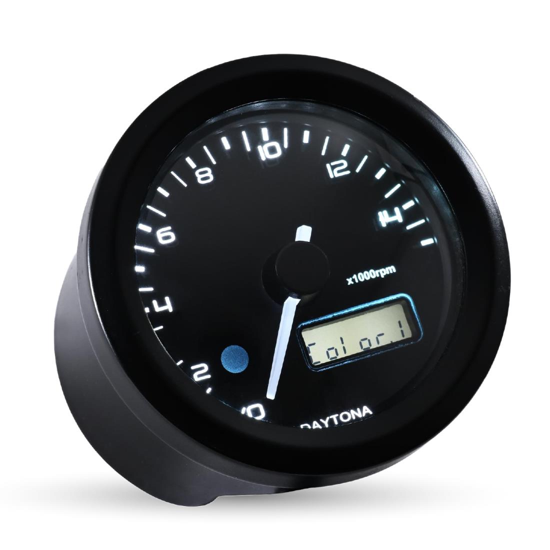 デイトナ(Daytona) VELONA(ヴェローナ) バイク用 電気式 タコメーター 電圧計 ブラックボディ/3色LED φ48 15000rpm表示 44199