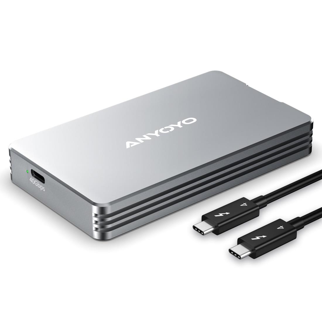 ANYOYO Thunderbolt 4/3 & USB4 M.2 PCIe 2280 M-KEY(B+M KEY)NVMe SSD 外付けケース ,40Gbps NVME SSD ケース , 最大2700MB/s ,アルミ合金製,USB-C接続