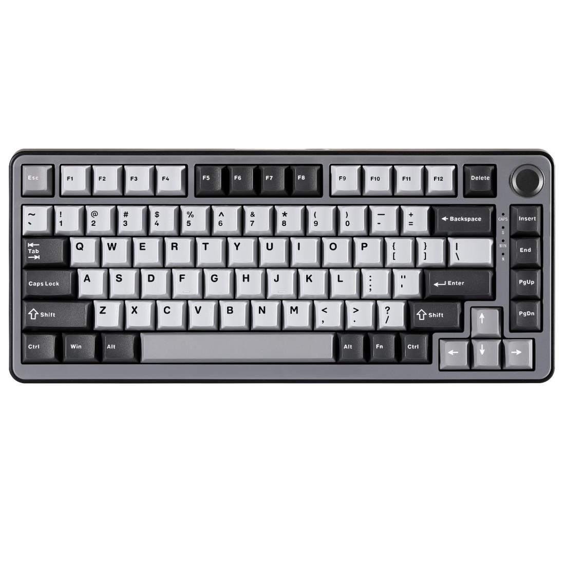 YUNZII RT75 ラピッドトリガー キーボード メカニカル TKL ゲーミング 磁気スイッチ RGB 有線 USB コンパクト 75%配列ノブ付きPBT キーキャップ 調節可能作動 (黒, OUTEMUスイッチ)