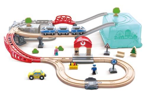 Hape(ハペ) お片付けシティレールボックス 線路仕掛ける 75×87×14糎 3才以上 木製 知育遊び道具 遊び道具 E3771