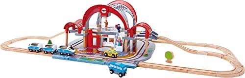 Hape(ハペ) 大きなターミナルステーション レールセット 54×135×26cm 3才以上 木製 知育玩具 おもちゃ E3725