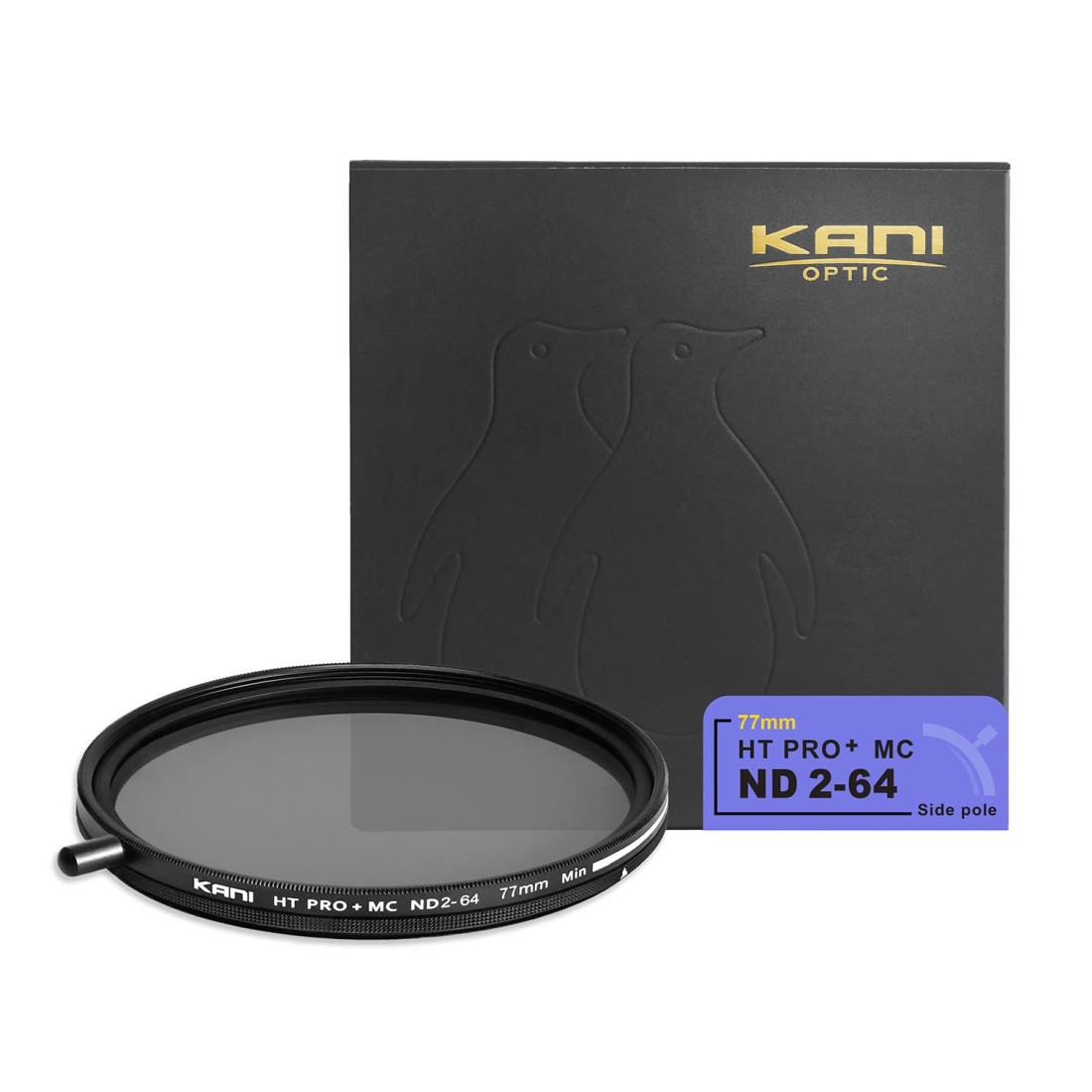 KANI 77粍 変数ND水漉し HT PRO+ MC ND2-64 減光成り行き最大限度6絞り分 着脱式合わせる用ノッブ付 高濃さ時X状ムラ押さえ付ける 低照りかえし 撥水 撥油 防汚 ナノ上塗り 809254