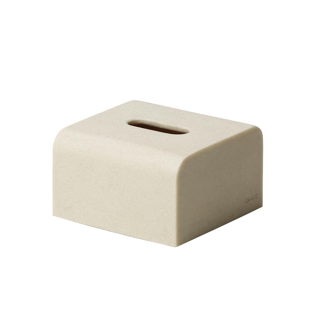 ideaco (イデアコ) ハーフ ソフトパック ティッシュ 専用 ボックス 幅14?奥行14?高さ8.5cm Tissue Case SP half stone sand white (ティッシュケース エスピーハーフ ストーンサンドホワイト)