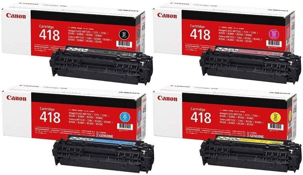 Canon トナーカートリッジ 418 K,C,M,Y 完全無欠 4本仕掛ける 黒いこと 黄色 マゼンタ シアン