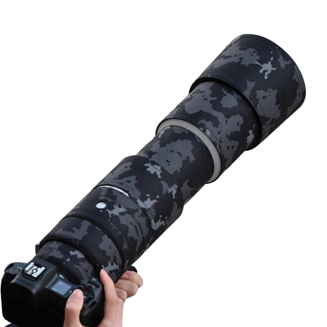 ROLANPRO レンズカバー | 適用Canon RF 200-800mm F6.3-9 IS USM対応 | 望遠レンズ用カモフラージュコート | 三層構造保護 | 色番号：ダークブラック迷彩（MY-650）
