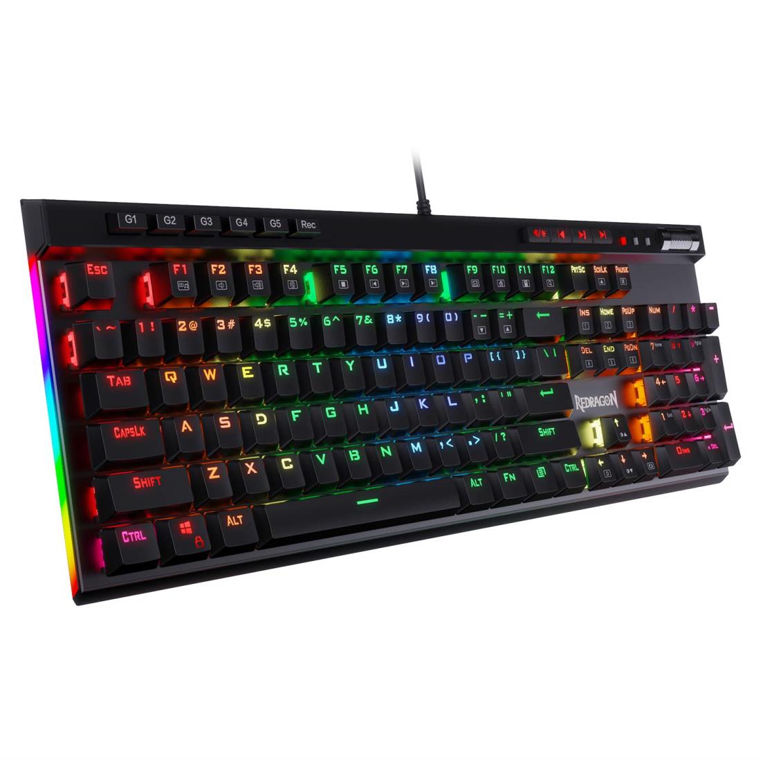 Redragon K580 VATA RGB LEDバックライト付きメカニカルゲーミングキーボード｜マクロキー＆専用メディアコントロール付き｜ホットスワップ対応ソケット｜オンボードマクロ録音｜ブルースイッチ