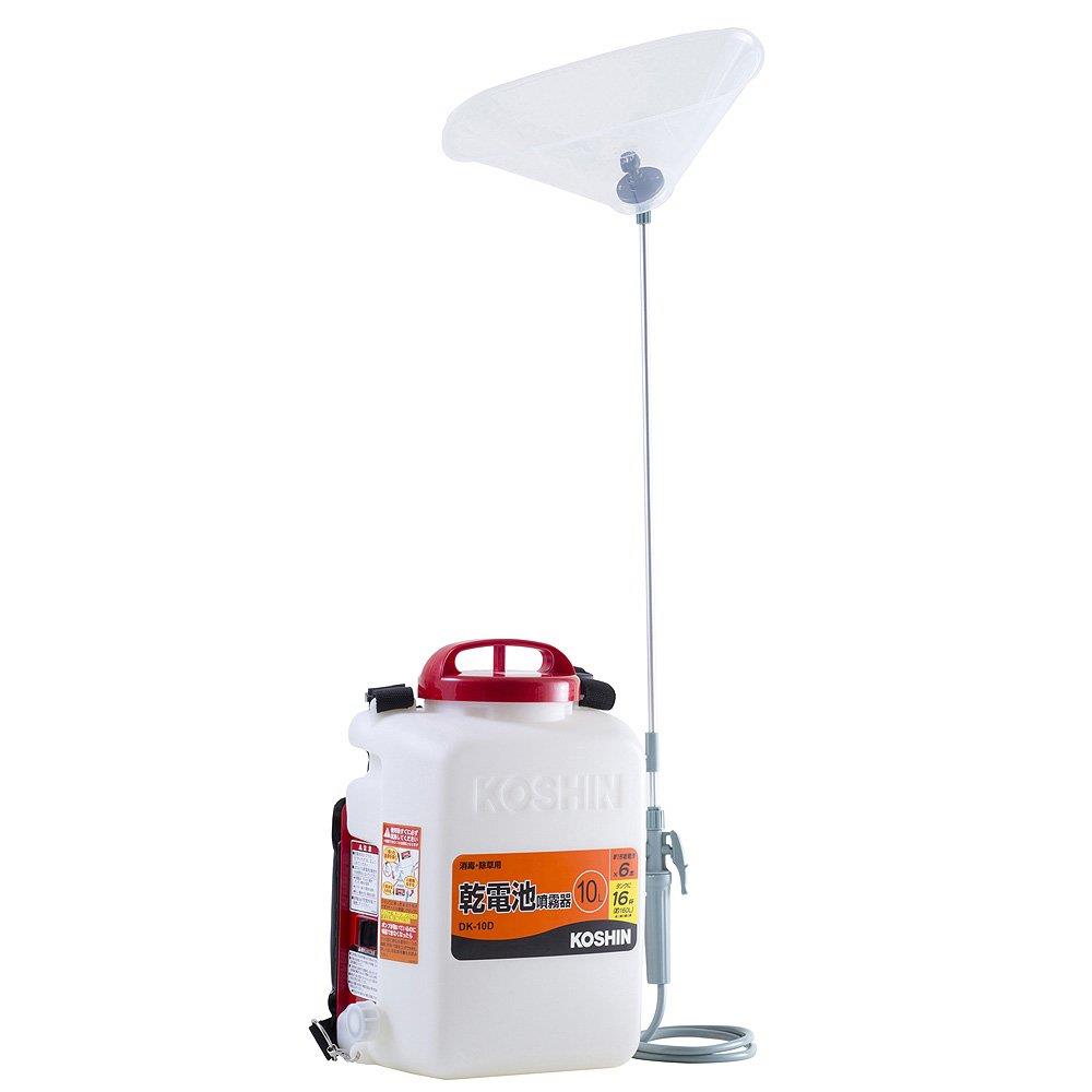 工進(KOSHIN) 背負い式 乾電池 噴霧器 タンク 10L 消毒名人 DK-10D 単一型 乾電池 6本使用(別売) ダイヤフラム ポンプ 消毒 防除 除草 カバー付き 静音 簡単 家庭