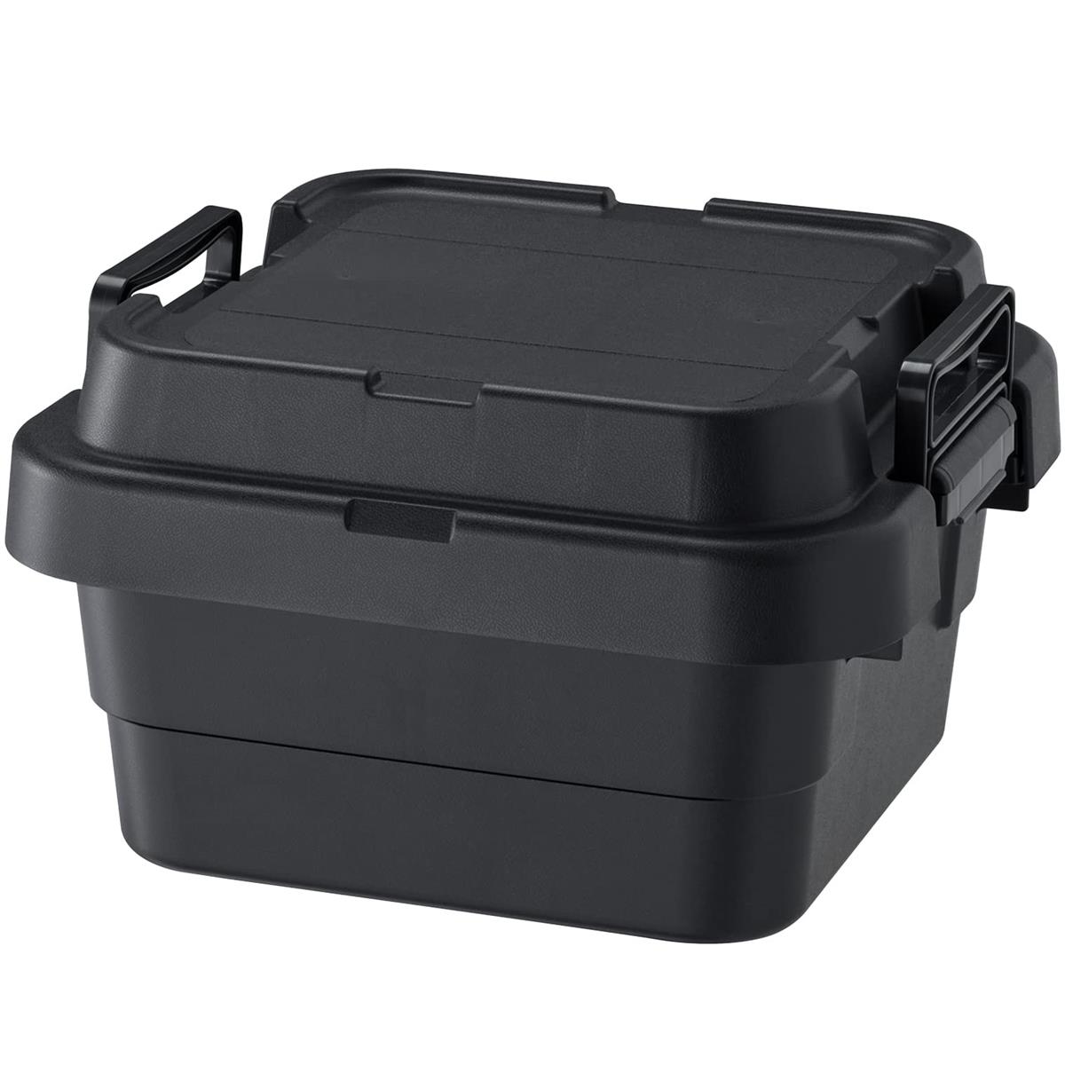 リス(RISU) 収納ボックス トランクカーゴ 18L ブラック 日本製 TC-30S LOW コンテナ ボックス スタッキングロータイプ屋外収納 キャンプ 防水 GHON154