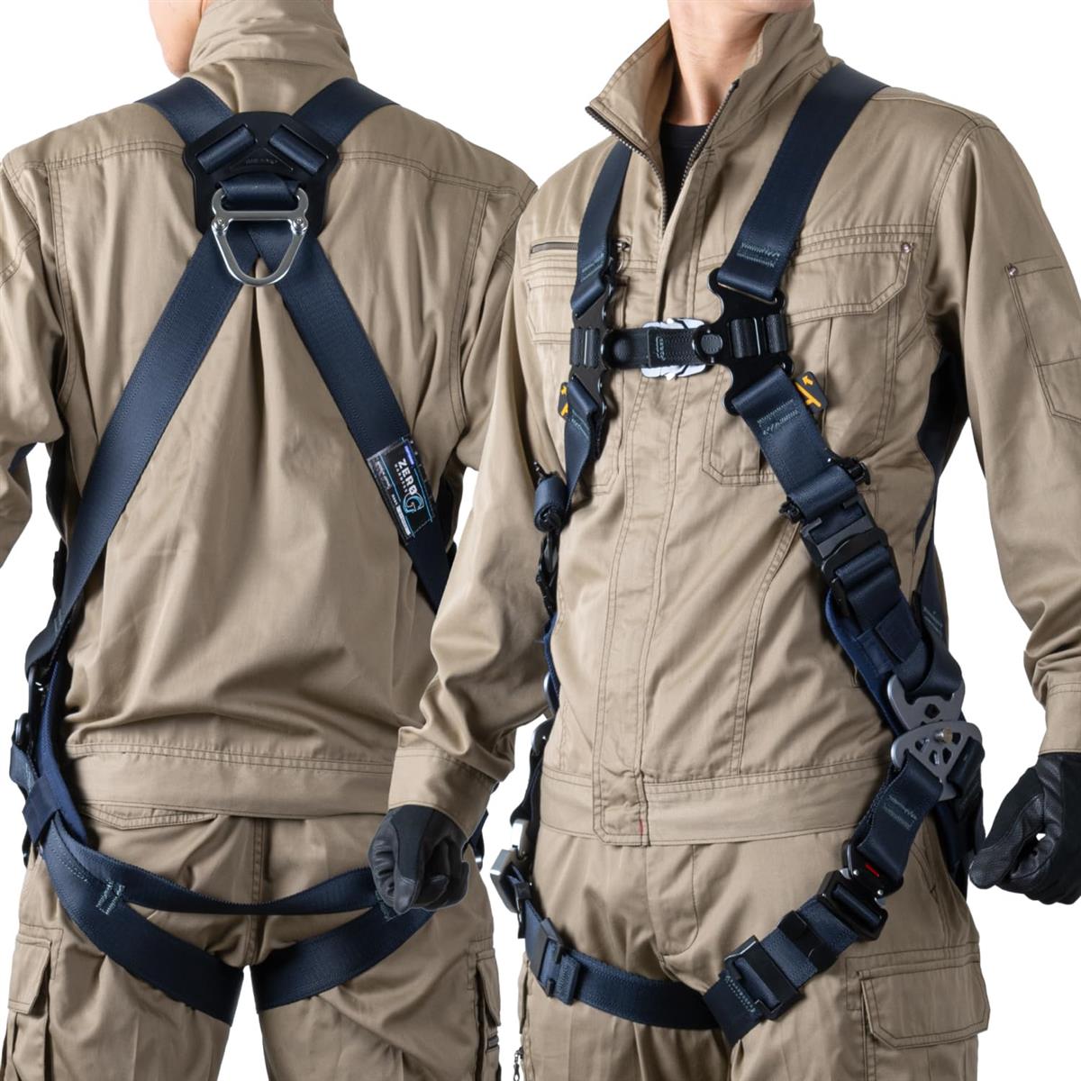 [藤井電工] 新標準尺度 フルハーネス ZEROG HARNESS 無しG馬具 [馬具本体のみ] V型 墜ちる取り締まり用物の具 安全性のある帯 L大きさ 130kgまで相応う TH-520V-OT-BL-L-SG