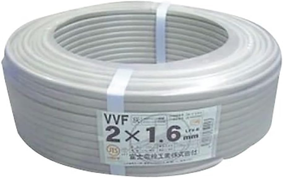 富士電線工業 低圧配電用有線テレビ VVF 1.6mm×2c (灰) 100M一巻き