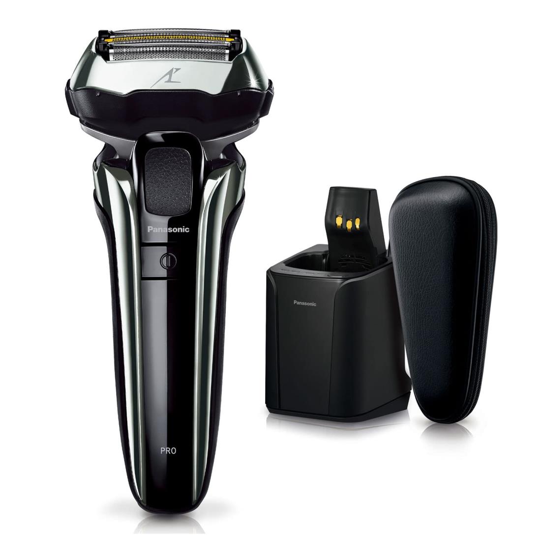 パナソニック 子ヒツジ短距離競走PRO メンズ電気カミソリ 5枚刃 全自動小銃洗い濯ぎ申し受ける器・セミハードケース付 お風呂剃り可 しろがね色 ES-LV9W-S