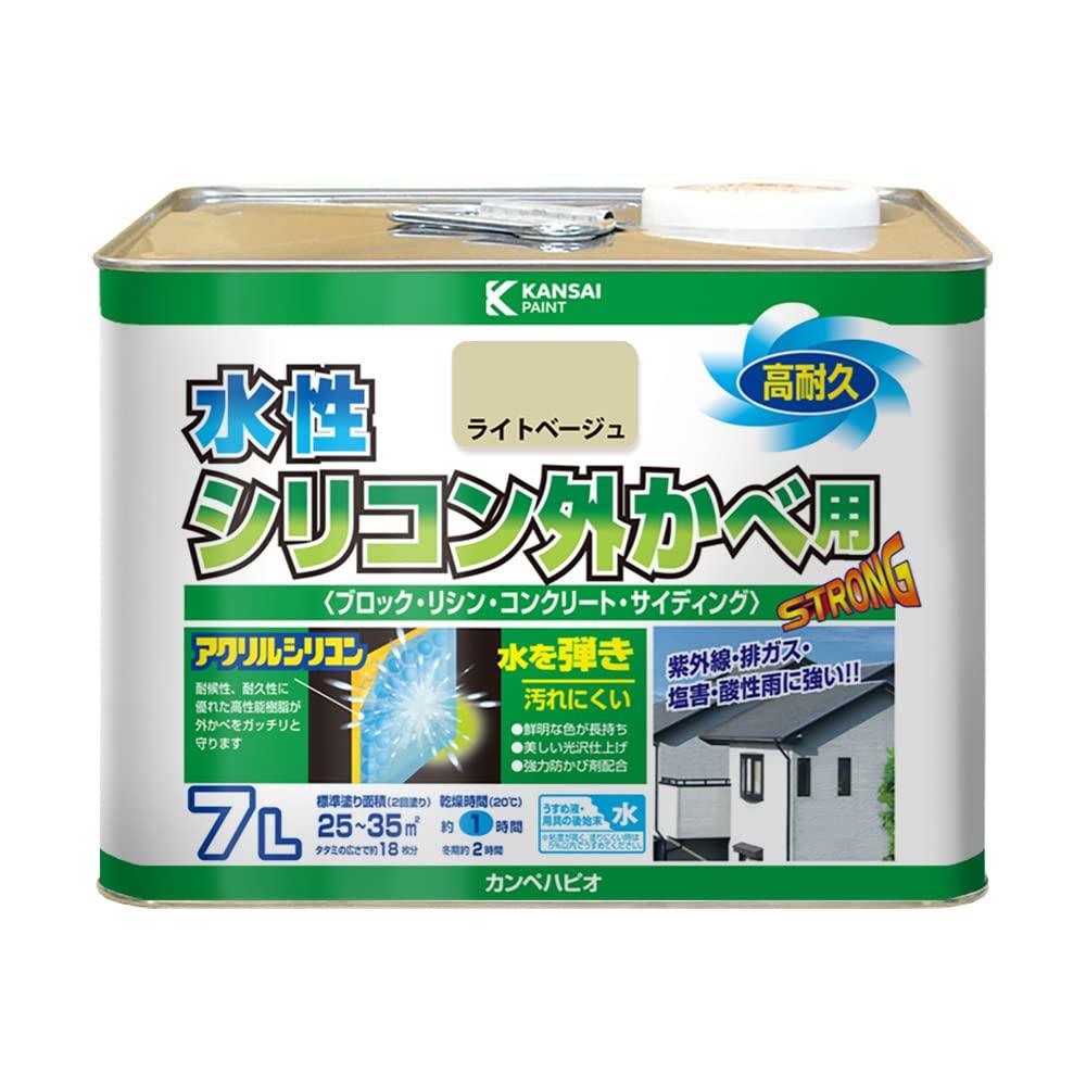 カンペハピオ(Kanpe Hapio) 絵の具 絵の具 水溶性 つやあり 外壁用 高耐久 防真菌剤入り口・入口 速乾燥した 水溶性ケイ素樹脂外かべ用 点火装置ベージュ 7L 日本製 00427650221070