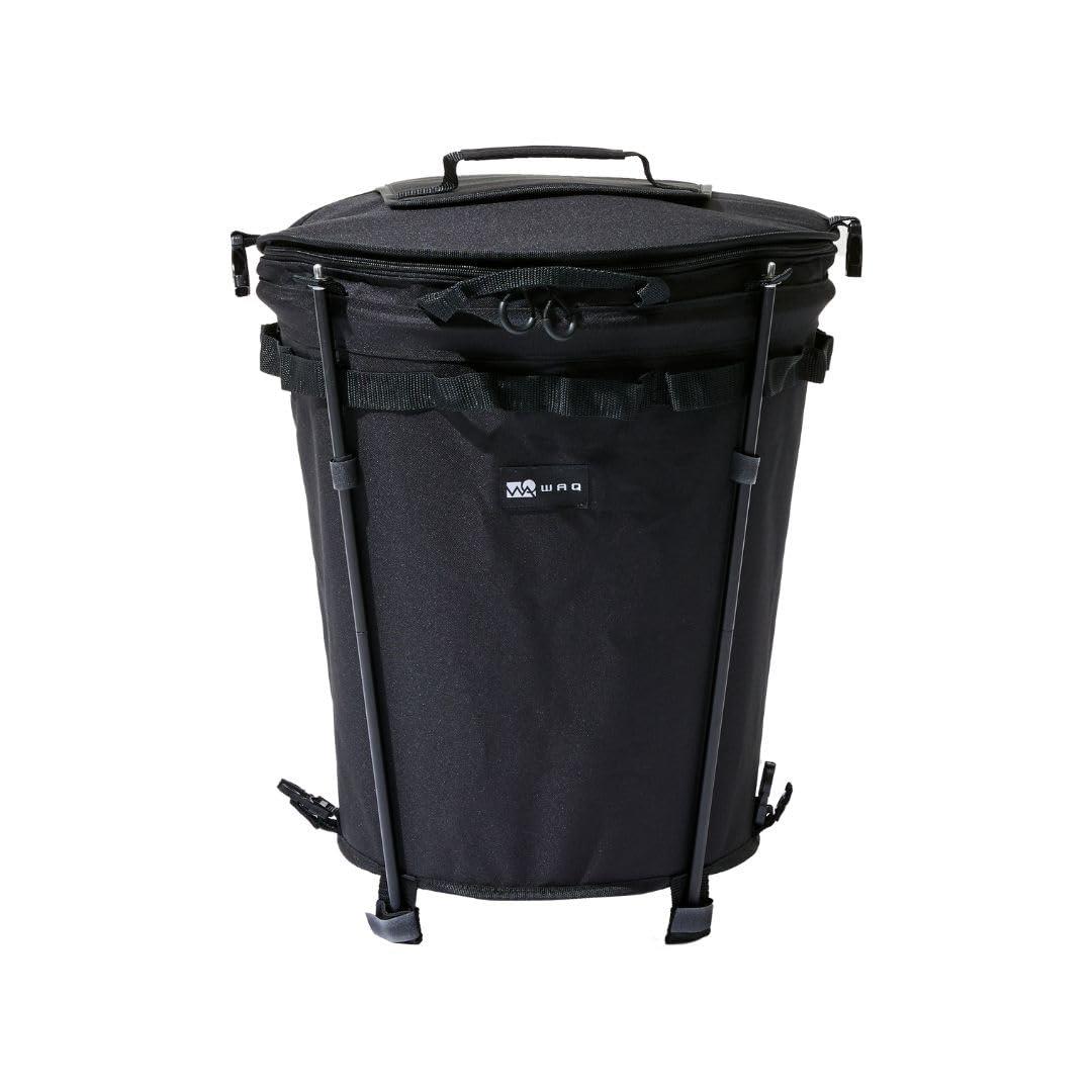 WAQ Trash Box トラッシュ ボックス ゴミ箱 コンテナ 収納ボックス 折りたたみ コンパクト PVC 耐水性 大容量 (BLACK(ブラック）)