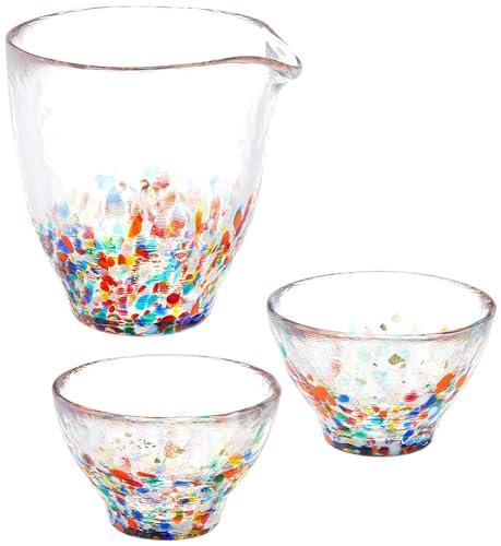 アデリア(ADERIA) 津軽びいどろ ねぶた 酒器セット 金箔入 化粧箱入 日本製 盃 おちょこ 徳利 とっくり ぐい呑み 盃 日本酒 グラス ガラス 冷酒 お猪口 ギフト 女性 母の日 父の日 夫婦 男性 引越し祝い 結婚 挨拶回り プチ 退職 プレゼント 誕生日 贈り物 FS71551