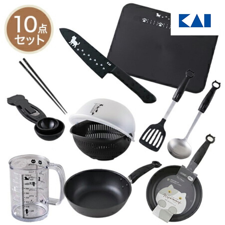 送料無料　ねこ　猫　フライパン　ツール　Nyammy　ネコ　フルーツナイフ　猫グッズ　調理　可愛い　母の日　動物　貝印　ニャミー　実用的　10点　プレゼント　おしゃれ　2022　調理　料理　キッチン　包丁　かわいい　器具　まな板　ギフト　ネコグッズ　セット　cat　ねこの包丁