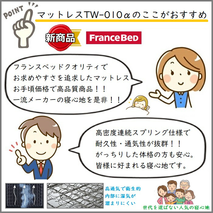 フランスベッドマットレスTW-010α【開梱設置送料無料】セミシングル