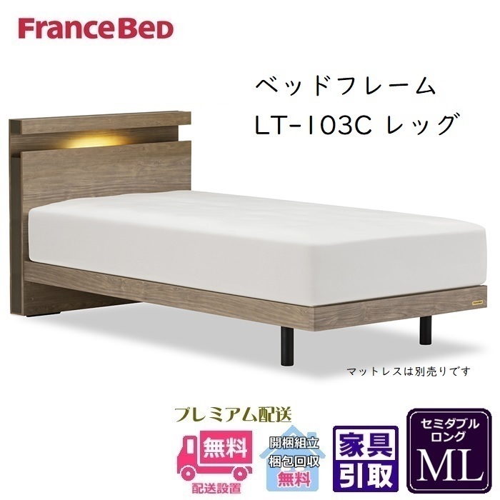 フランスベッド フレーム LT-103C レッグ 【開梱組立設置無料】セミダブルロング 抗菌 脚付きベッドフレーム 107,250円